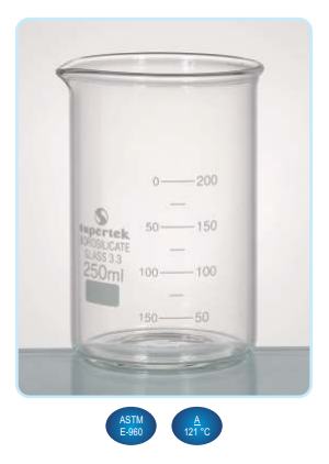 Čaša staklena, niska forma, 4000ml, graduisana, sa izlivom, sa duplom skalom