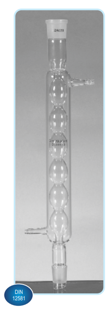 Kondenzator kuglasti po Alinu, 200mm, STAKLENI priključak, šlif muški 50/42