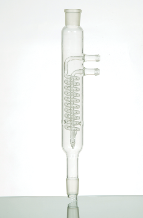 Kondenzator spiralni po Dimrotu, STAKLENI priključak 160mm, šlif Z 14/23 šlif M 14/23