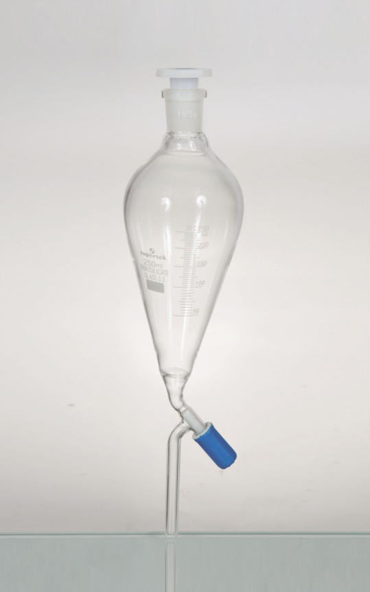 Levak za odvajanje po Squibu, GRADUISAN, PP čep,navojna PTFE slavina (ROTAFLO), 1000ml, brušeno grlo SJ 29/32