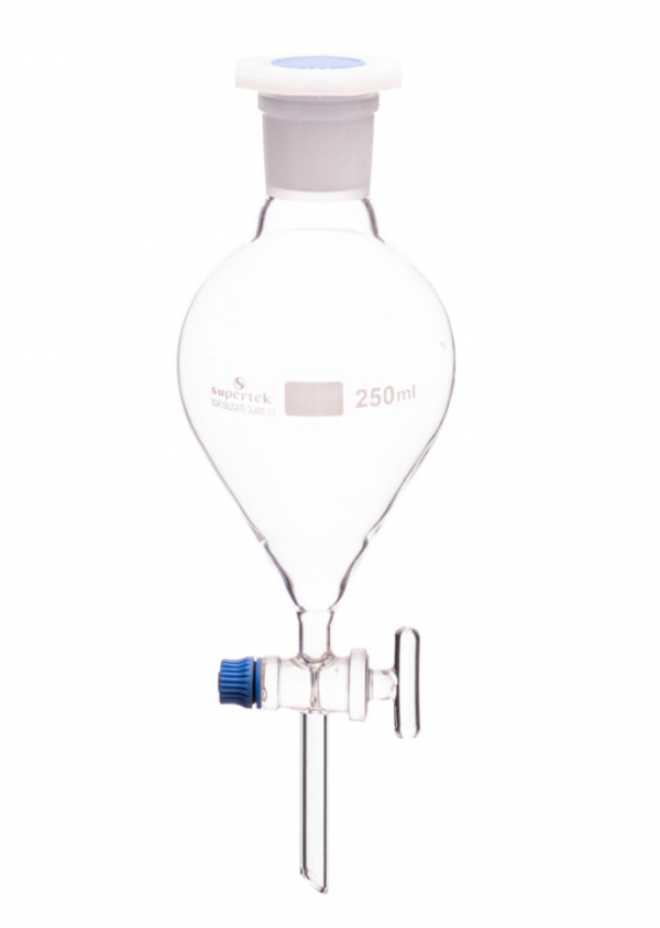 Levak za odvajanje okrugli, PP čep, najvojna PTFE slavina (ROTAFLO), 50ml brušeno grlo SJ 19/26