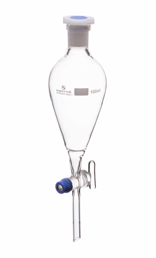 Levak za odvajanje po Squibu, PP čep, navojna PTFE slavina (ROTAFLO), 50ml, brušeno grlo SJ 19/26