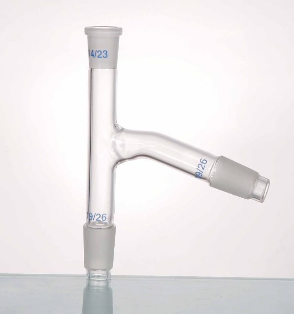 Nastavak za destilaciju sa šlifom za termometar, obrnuti Y, brušeno grlo SJ Z 14/23, brušeno grlo SJ M 34/35, brušeno grlo SJ M 24/29