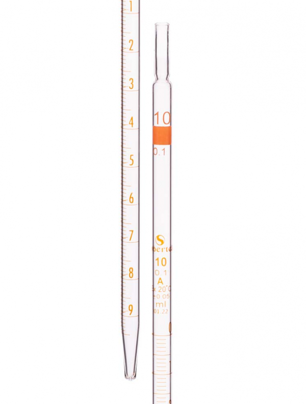 Pipeta graduisana serološka, 1ml (0.1), klasa A (LOT sertifikat)
