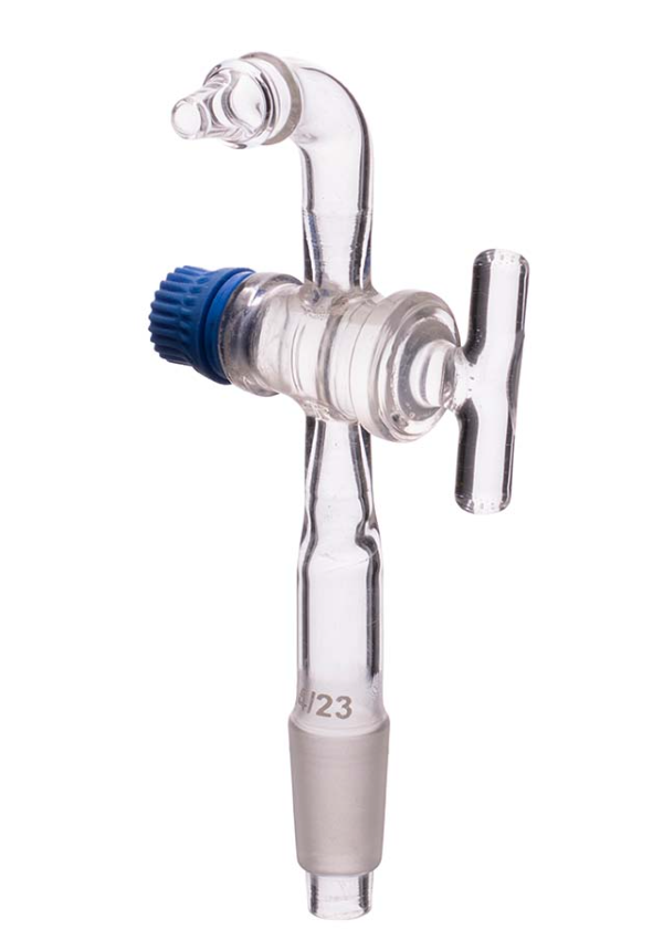 Slavina staklena pod uglom 90, sa muškim šlifom 14/23