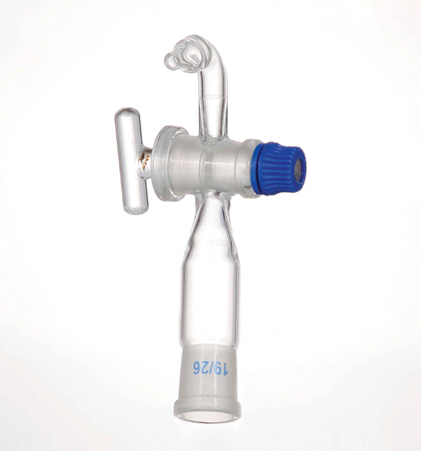 Slavina staklena pod uglom 90, sa ženskim šlifom 24/29