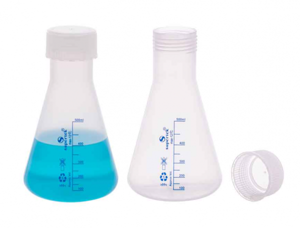 Erlenmajer  polipropilen  sa navojnim čepom, 500 ml